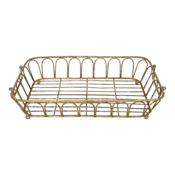 Vintage Other - Vintage Painted Heavy Wrought Iron Basket 16"x10 1/4"x 3 1/2"